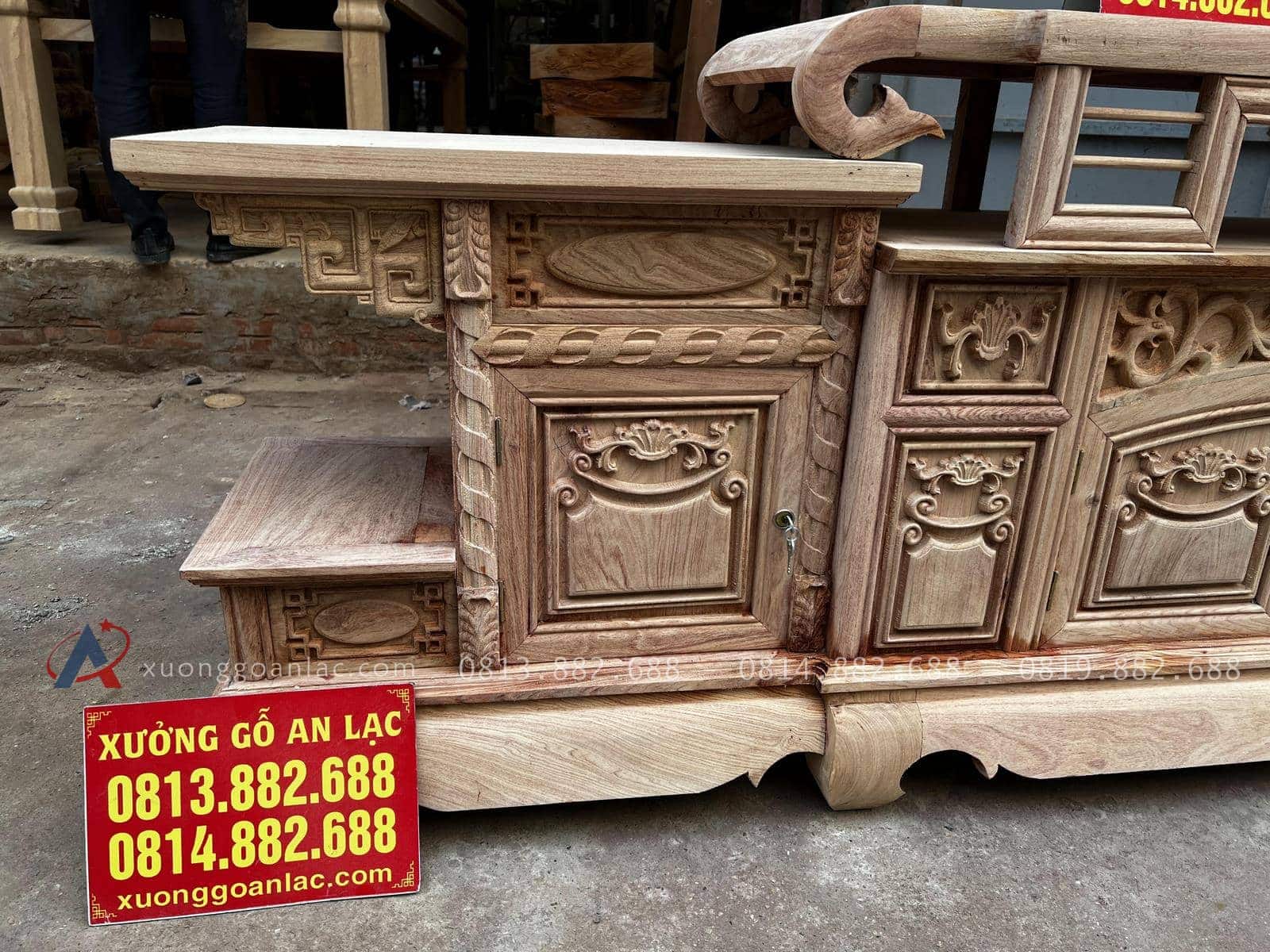 Bản mộc mẫu kệ tivi sừng trâu 2m4 gỗ hương đá hàng VIP (Chú Tịnh, Hà Nội) 16 kệ tivi có ngăn kéo