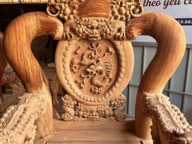 ghế đơn mình quốc nghê 3 đầu vách đục rồng