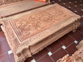 mặt bàn trà đục tranh tứ linh