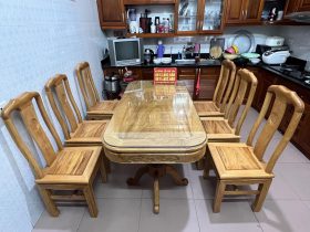 bộ bàn ăn 6 ghế chữ thọ gỗ gõ đỏ