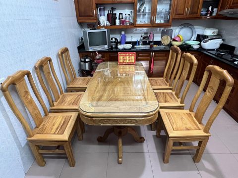 bộ bàn ăn 6 ghế chữ thọ gỗ gõ đỏ