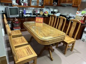 Bộ bàn ăn 6 ghế chữ thọ gỗ gõ đỏ cao cấp (Anh Nam, Bắc Ninh) 11 bộ bàn ăn 6 ghế chữ thọ tròn
