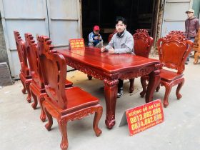 Bộ bàn ăn Louis 6 ghế gỗ gõ đỏ (Anh Hoàng, Thái Bình) 10 bộ bàn ăn gỗ gõ đỏ sang trọng