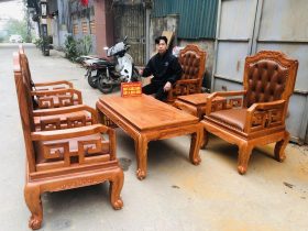 bàn ghế phòng khách gỗ gõ đỏ