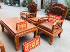 bộ bàn ghế bọc da vách trám sang trọng