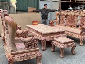 bộ minh quốc voi tài lộc 6 món gỗ hương đá