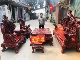 siêu phẩm bàn ghế rồng đỉnh 6 món gỗ hương đỏ Lào