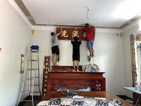 bộ cuốn thư câu đối dát vàng