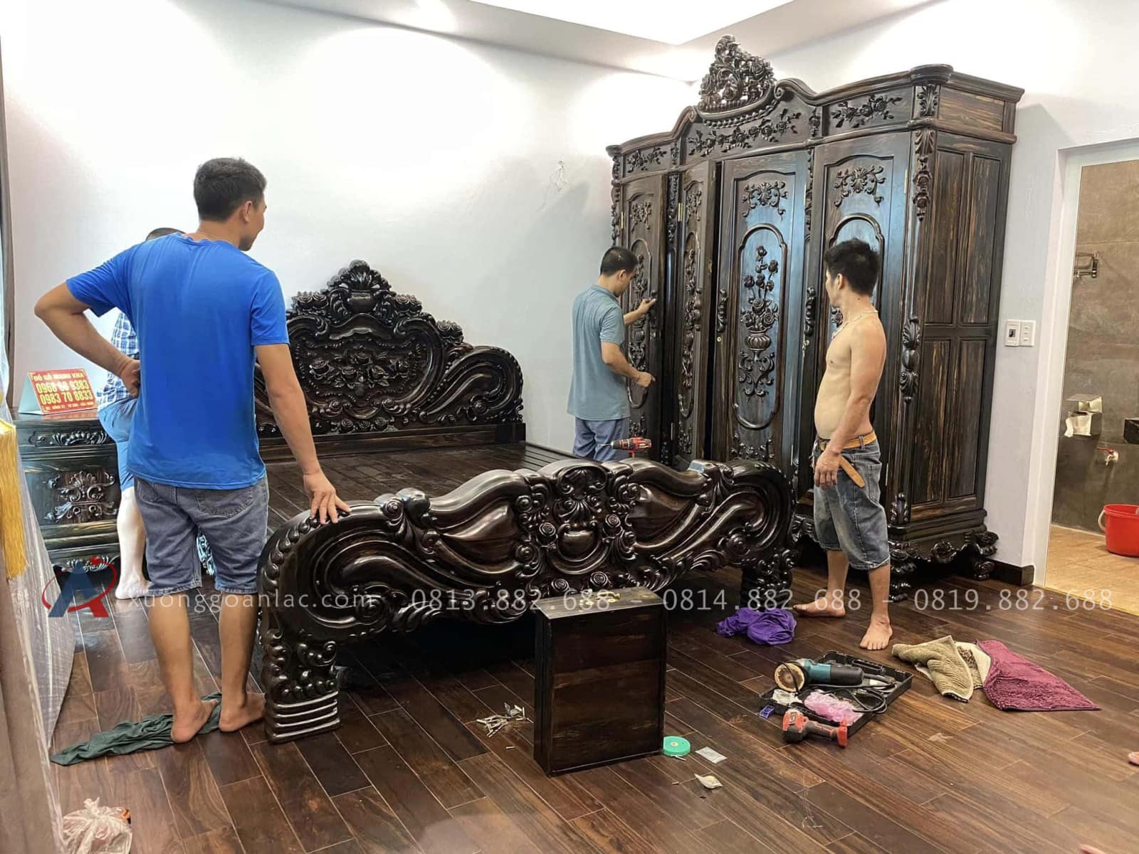 Combo Nội Thất Phòng Ngủ Full Món Gỗ Mun Hoa Lào Quý Hiếm 29 combo nội thất phòng ngủ phong cách tân cổ điển
