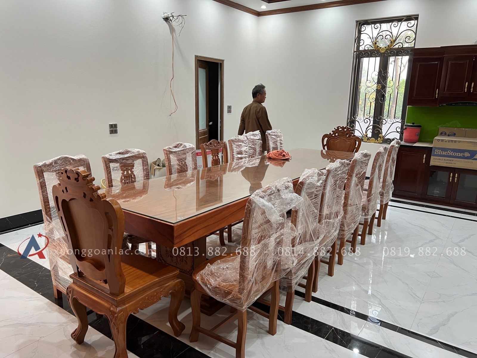 Combo sập quây, sập thờ gỗ hương đá và bàn ăn gỗ gõ đỏ hàng cao cấp (Bác Cường, Hưng Yên) 51 mẫu bàn ghế ăn gỗ gõ đỏ