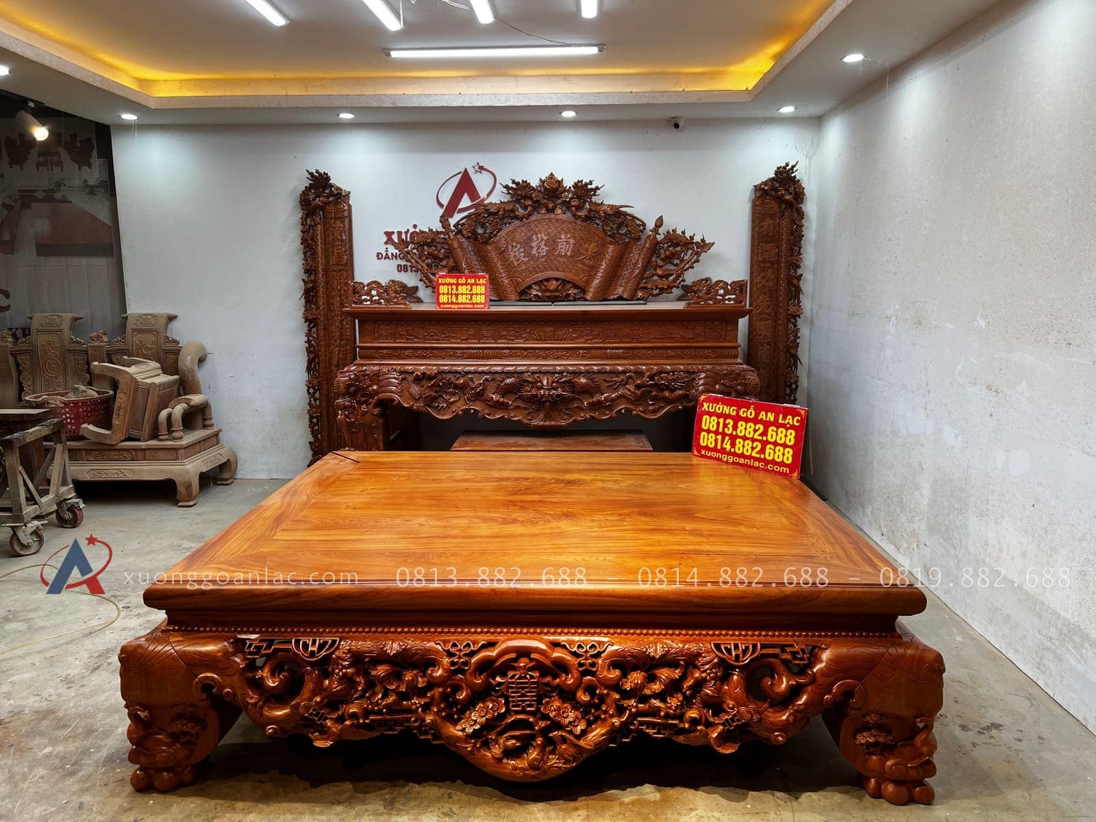 Combo sập quây, sập thờ gỗ hương đá và bàn ăn gỗ gõ đỏ hàng cao cấp (Bác Cường, Hưng Yên) 44 sập ngồi gỗ hương đá