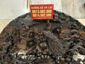 Tranh Quạt Mẫu Phu Thê Viên Mãn Gỗ Mun Hoa Lào Đục Tay Siêu Vip (Anh Thành, Vĩnh Phúc) 5 tranh gỗ đục mẫu phu thê viên mãn