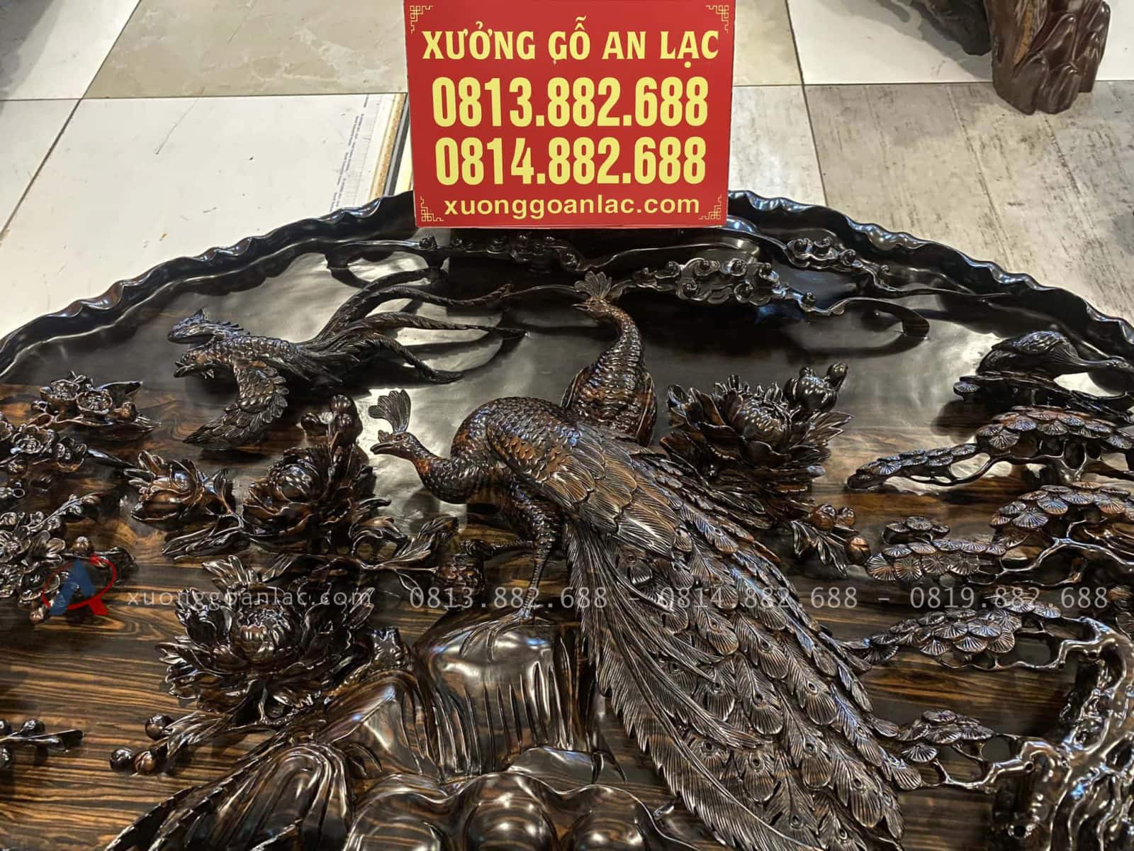Tranh Quạt Mẫu Phu Thê Viên Mãn Gỗ Mun Hoa Lào Đục Tay Siêu Vip (Anh Thành, Vĩnh Phúc) 11 mẫu tranh gỗ mun hoa Lào