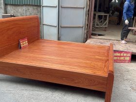 Giường Trơn 180x200cm hoàn thiện màu Hương sáng 8 giường ngủ gỗ hương đá cao cấp