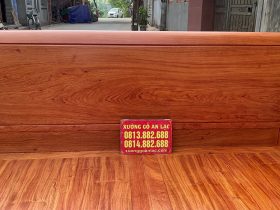 Giường Trơn 180x200cm hoàn thiện màu Hương sáng 10 đầu giường nguyên tấm nổi vân