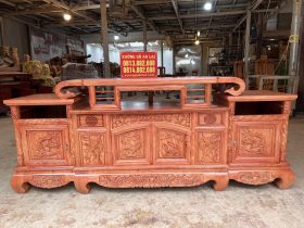 kệ tivi sừng trâu gỗ hương đá 2m17