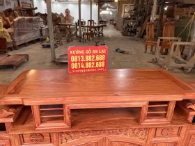 Kệ tivi sừng trâu gỗ hương đá 2m17 (Chú Hòa, Phú Thọ) 11 mặt kệ gỗ hương đá liền tấm