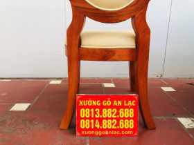 Mẫu ghế giọt lệ gỗ gõ đỏ bọc đệm da cao cấp AL-GA16 23 chân ghế liền cong choãi