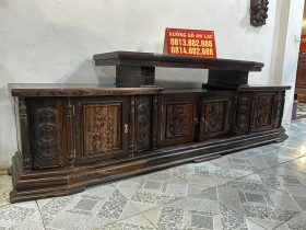 Mẫu kệ tivi gỗ mun hoa lào đục tranh tứ quý