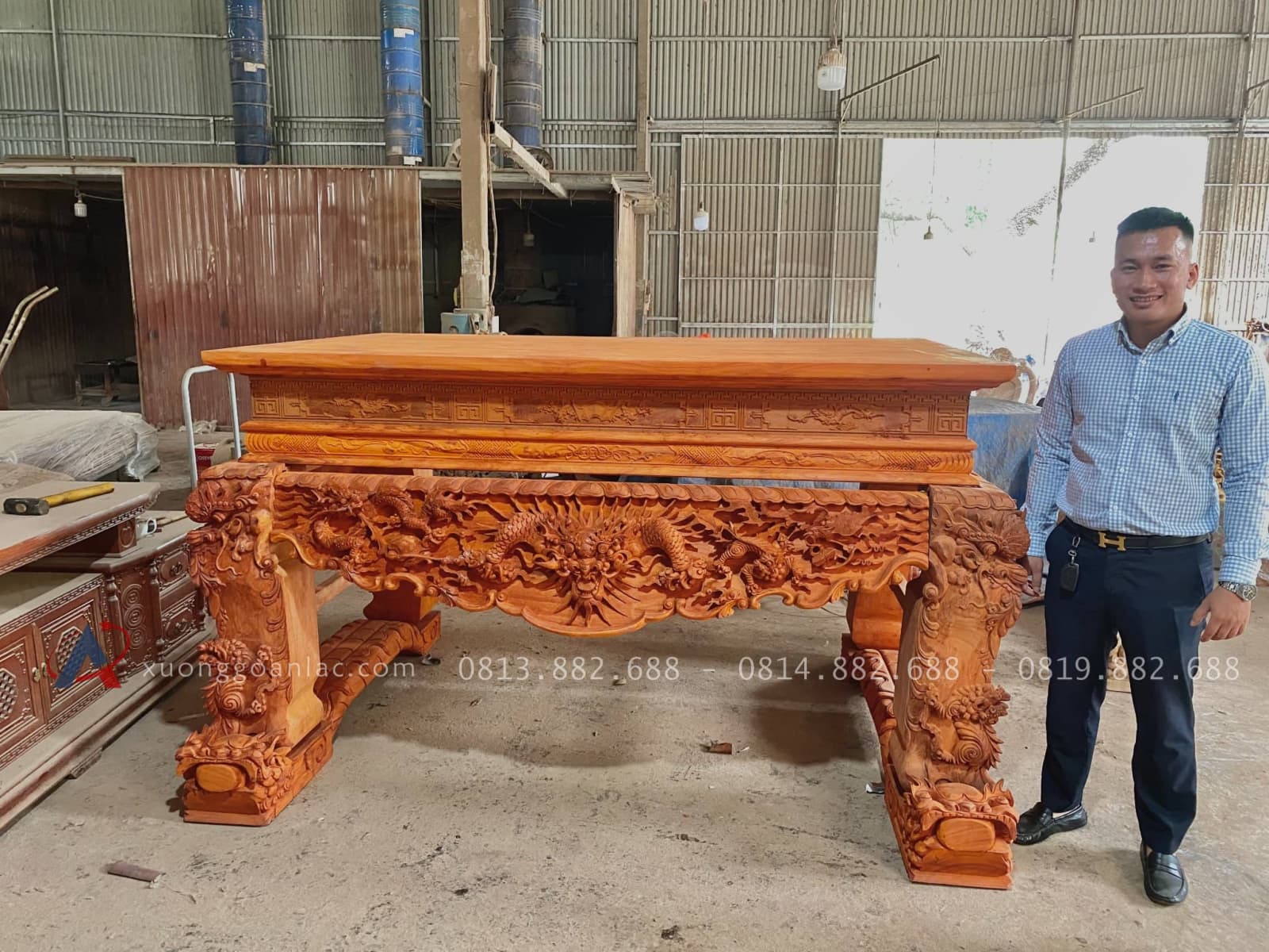 Mẫu Sập Thờ Tứ Linh Chân 26 Gỗ Gụ (Bác Vinh - Bình Dương) 14 mẫu sập thờ tứ linh bản mộc