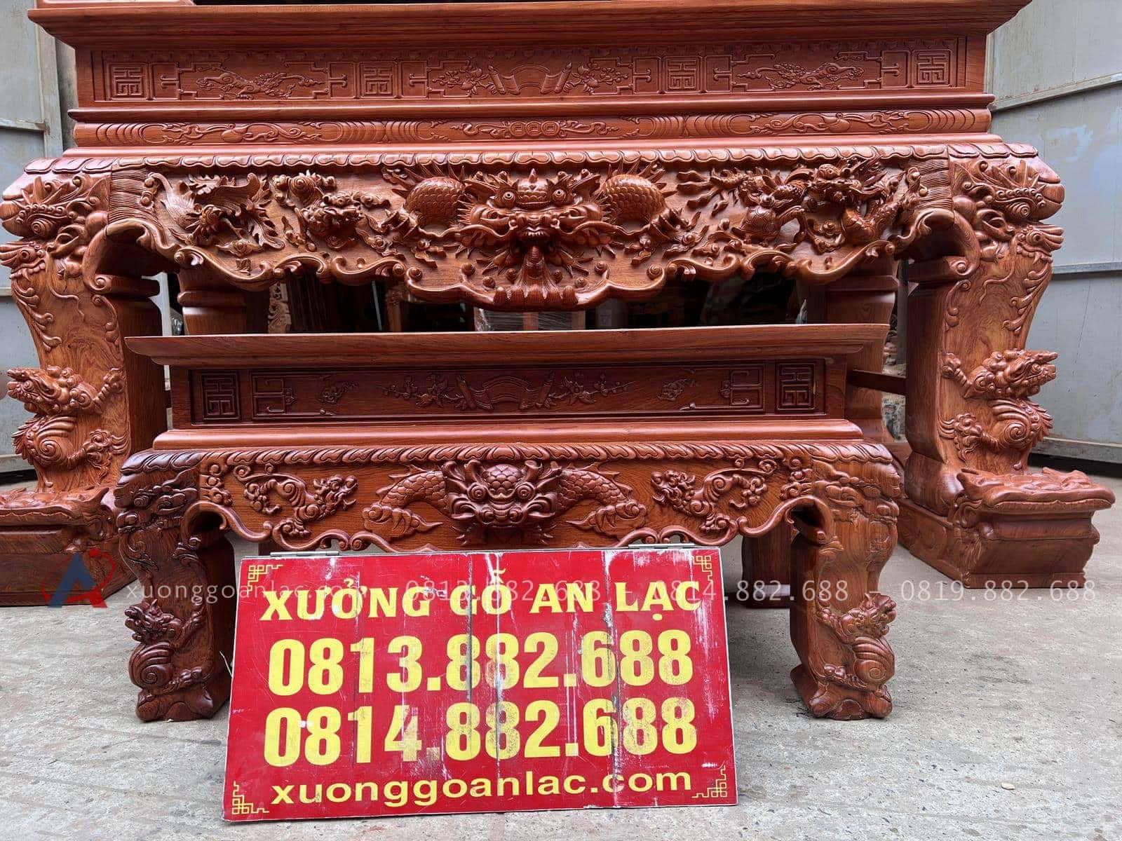 Sập thờ gỗ hương đá chân 25 (bác Cường - Hưng Yên) 34 sập thờ kết hợp bàn cơm gỗ hương đá