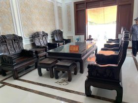 bàn ghế âu á như ý voi tay đặc gỗ mun hoa