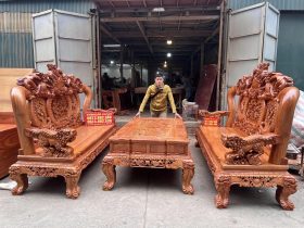 bàn ghế minh quốc nghê đỉnh gỗ hương đá