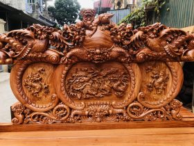 vách ghế băng dài đục tranh phong thủy