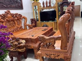 bàn ghế minh quôc nghê 2 ghế băng