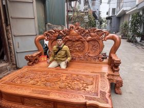 bàn trà chữ nhật gỗ hương đá