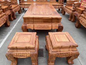 2 đôn ngồi gỗ gõ đỏ