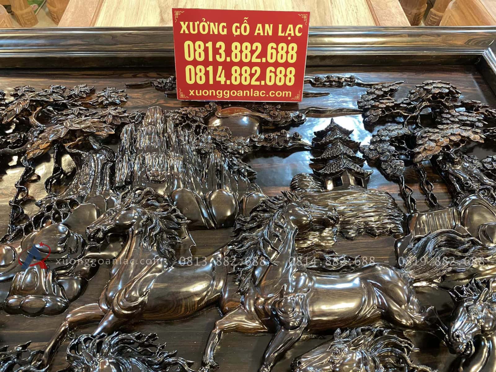 Siêu Phẩm Tranh Phong Thủy Mẫu Mã Đáo Thành Công Gỗ Mun Hoa Lào Đục Tay Hàng Vip 18 tranh mã đáo gỗ mun hoa Lào