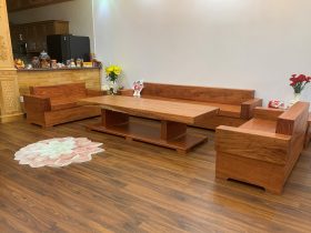 sofa và kệ tivi nguyên khối gỗ hương đá