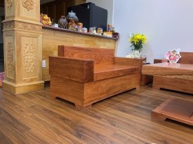 ghế đôi gỗ hương đá nguyên khối