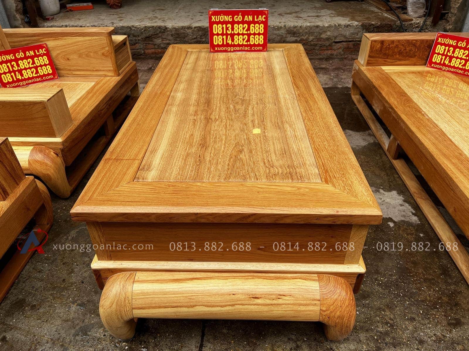 Bộ sofa zito đối 6 món gỗ gõ đỏ cao cấp (Anh Tuấn, Bắc Giang) 32 cận cảnh mặt bàn khung tranh