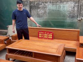 Mẫu sofa gỗ gõ đỏ phong cách hiện đại