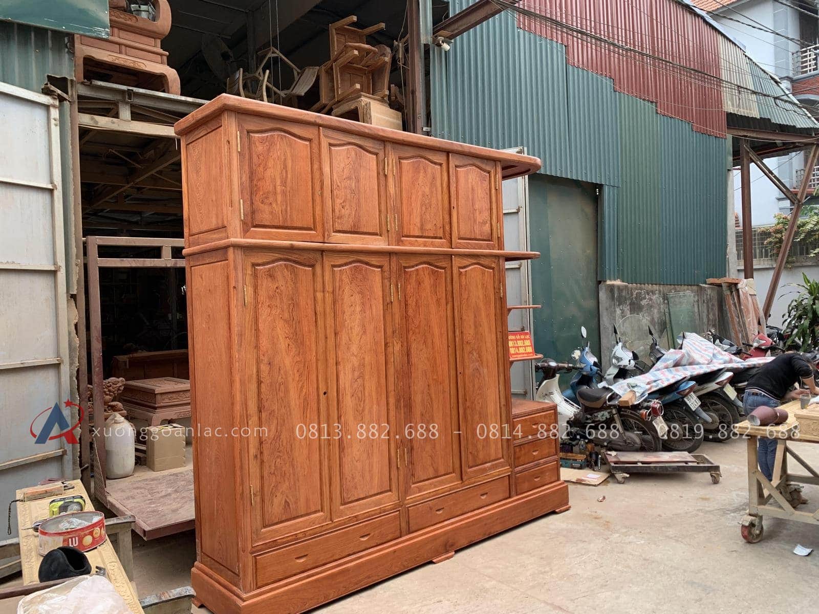 Tủ quần áo gỗ hương đá kích thước 3m x 3m 16 tủ quần áo gỗ hương đá