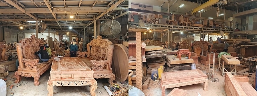 Xưởng làm bàn ghế gỗ phòng khách đẹp