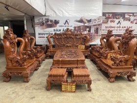 bộ bàn ghế minh quốc nghê đỉnh gỗ hương đá