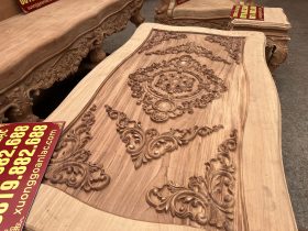 bàn trà bộ hoàng gia nguyên khối gỗ gõ đỏ cao cấp
