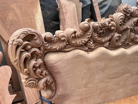 đoản dài bộ ghế hoàng gia nguyên khối gỗ gõ đỏ