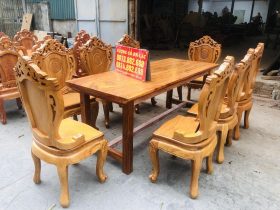 Bộ bàn ăn gỗ cẩm đá 8 ghế louis gỗ gõ đỏ (Chị Dung, Nam Định) 23 bộ bàn ghế ăn gỗ tự nhiên sang trọng