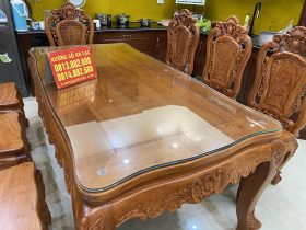 Bộ bàn ăn hoàng gia 8 ghế hồng hạt đục 2 mặt gỗ hương đá hàng Vip (Anh Nghị, Hà Nam) 14 mẫu bàn ăn louis hoàng gia