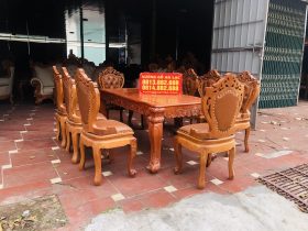 Bộ bàn ăn hoàng gia 8 ghế louis bọc đệm gỗ hương đá (Chú Cơ, Gia Lai) 11 Bộ bàn ăn 8 ghế louis