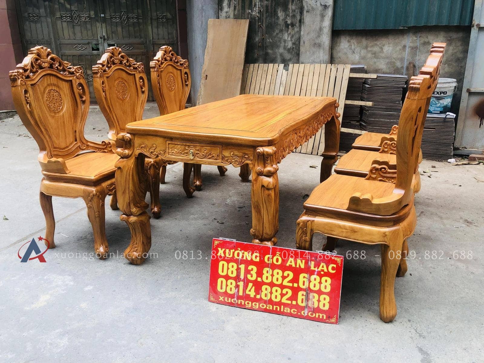 Bộ bàn ăn hoàng gia gỗ gõ đỏ 6 ghế louis cao cấp (Anh Bằng, Quảng Ninh) 29 bộ bàn ghế hoàng gia gỗ gõ