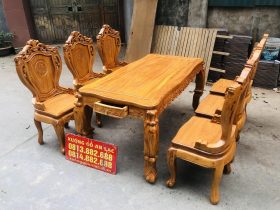 Bộ bàn ăn hoàng gia gỗ gõ đỏ 6 ghế louis cao cấp (Anh Bằng, Quảng Ninh) 11 bộ bàn ghế ăn louis hoàng gia siêu víp