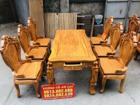 Bộ bàn ăn hoàng gia gỗ gõ đỏ 6 ghế louis cao cấp (Anh Bằng, Quảng Ninh) 12 bàn ăn 6 ghế gỗ gõ đỏ