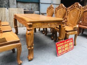 Bộ bàn ăn hoàng gia gỗ gõ đỏ 6 ghế louis cao cấp (Anh Bằng, Quảng Ninh) 14 bàn ăn chân 12 mẫu cách điệu mới mẻ