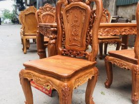 Bộ bàn ăn hoàng gia hương đá 6 ghế hồng hạt sang trọng (Cô Kim, Tp.Hải Phòng) 20 mẫu ghế louis hồng hạt hàng đục tay