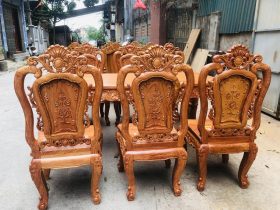 Bộ bàn ăn hoàng gia hương đá 6 ghế hồng hạt sang trọng (Cô Kim, Tp.Hải Phòng) 13 bàn ăn phong cách louis hoàng gia